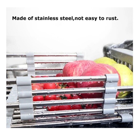 Adjustable Drying Rack Over The Sink Stainless Steel 11.5" - 18.75" Wide New - Picture 5 of 13